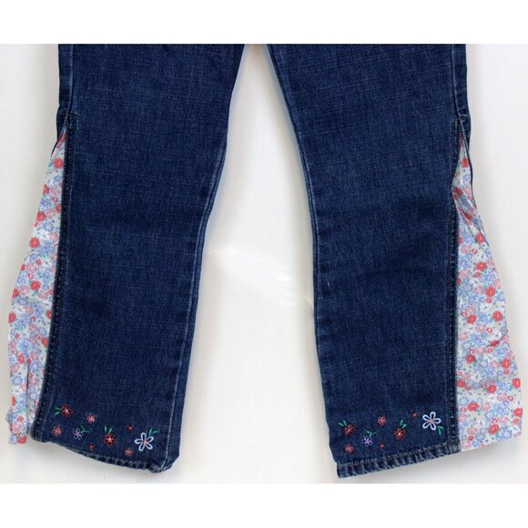 NEW Y2K Oshkosh Denim Jeans Girls sz 7 Floral Flared Embroidered Straight Leg - Picture 3 of 7